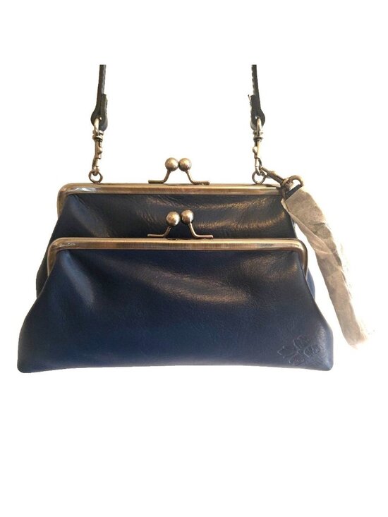 Patricia Nash Handbags - Particia Nash Lucy Leather Crossbody Purse Bag Cerulean Blue Double Kiss Lock